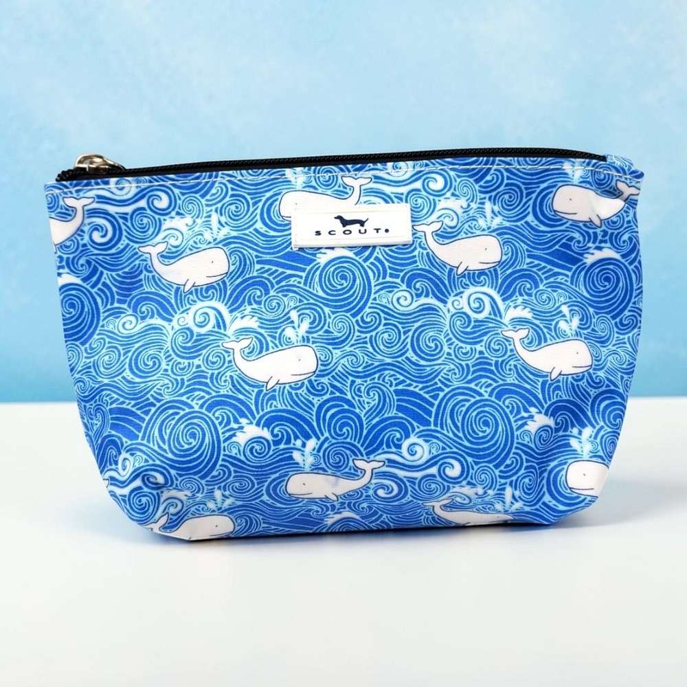 Scout Blue Whale Nautical Print Zipper Pouch Small Makeup Bag Water Resistant